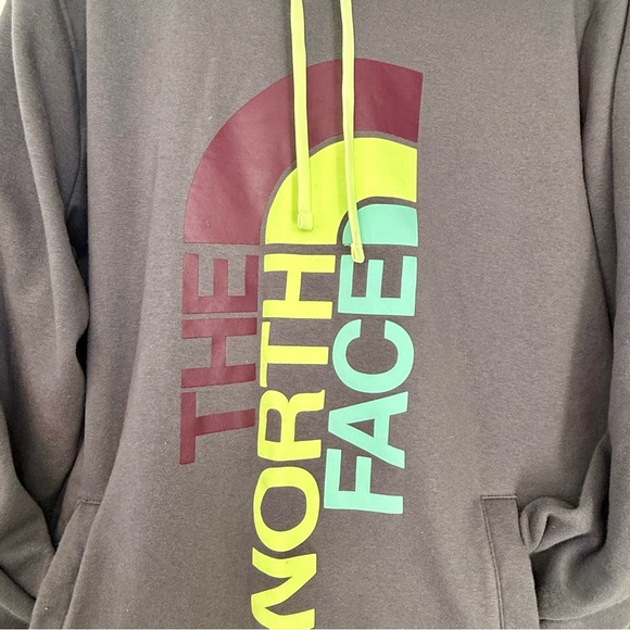 The North Face Slate Blue Hoodie XXL - Vertical Multi-Color Logo - Picture 3 of 4